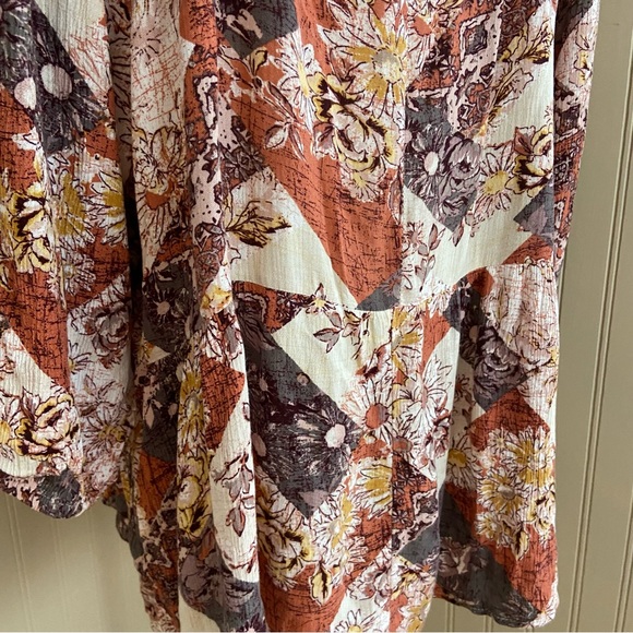 Maurices Bohemian Floral Burnt Orange Patchwork Blouse Women’s 1X - Picture 7 of 9
